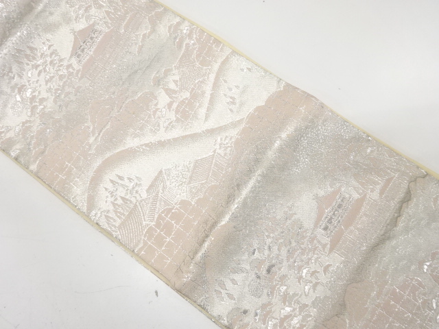 JAPANESE FUKURO OBI / PLATINUM FOIL / WOVEN SCENERY OF KYOTO